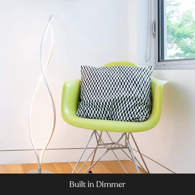 Alt view image 5 of 7 - Brightech Twist Floor Lamp, Bright Tall Lamp for Offices, Modern LED Spiral Lamp for Living Rooms, Dimmable Standing Lamp with Sturdy Base for Bedroom Reading, Great Living Room Decor - Silver