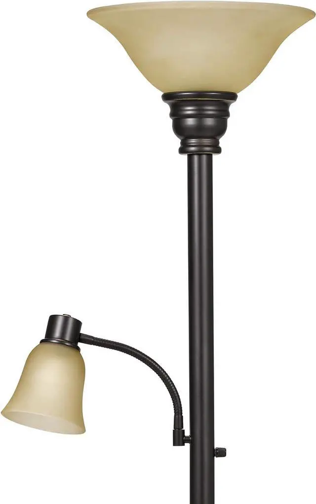 Alt view image 2 of 7 - Catalina Lighting 18223-002 Transitional Uplight Floor Lamp with Reading Light, Standing Lamp, Living Room Light, LED Bulb NOT Included,71", Dark Bronze