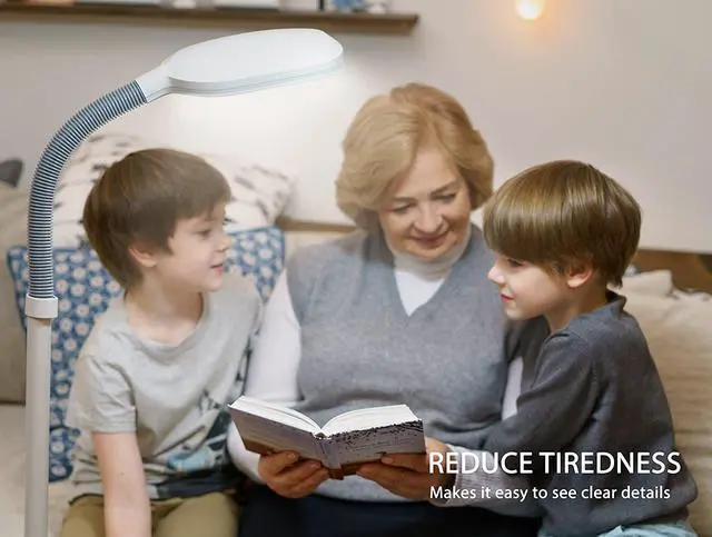 Alt view image 7 of 7 - Natural  Floor Lamp - Craft Light Standing for Reading, Crafting, Sewing 27W Full Spectrum White Bright Sunlight Adjustable Gooseneck Task Lamps Living Room, Bedroom, Office by DT