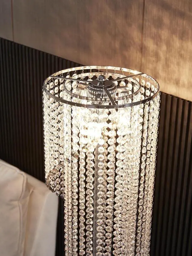 Alt view image 6 of 7 - Silver Crystal Floor Lamp S Shape Chrome Finish