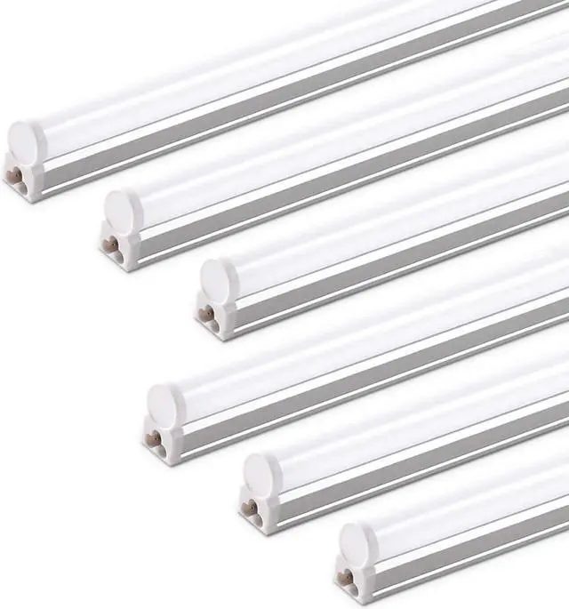 Main image of Barrina (6 Pack LED T5 Integrated Single Fixture, 4FT, 2200lm, 6500K Super Bright White, 20W Utility LED Shop Light, Ceiling and Under Cabinet Light, Corded Electric with ON/Off Switch, ETL Listed