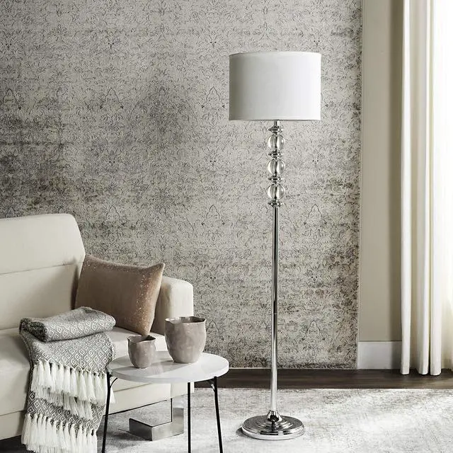 Alt view image 3 of 7 - SAFAVIEH Lighting Collection Riga Clear Crystal/ Chrome 60-inch Living Room Bedroom Home Office Standing Floor Lamp (LED Bulb Included)
