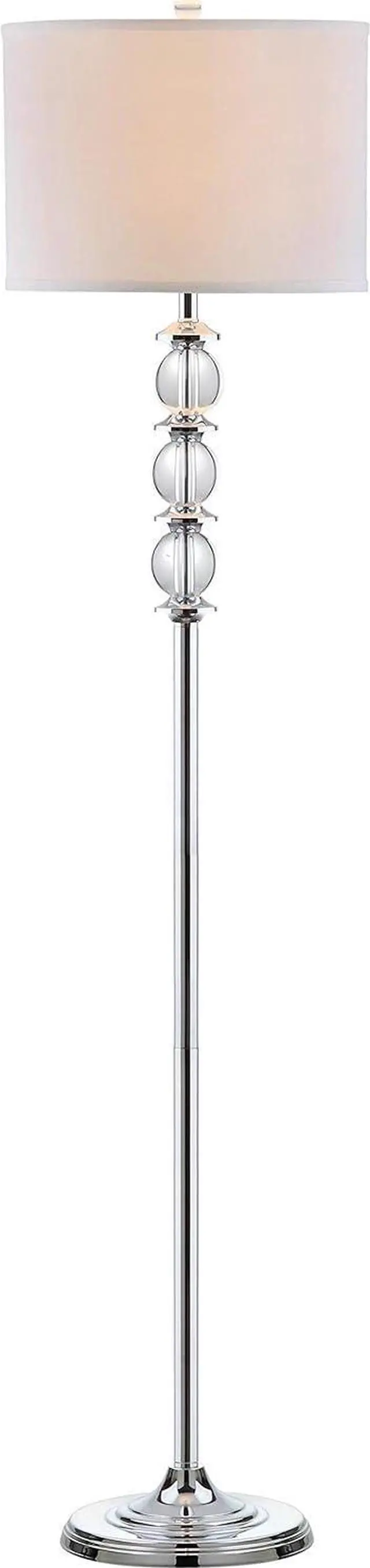 Main image of SAFAVIEH Lighting Collection Riga Clear Crystal/ Chrome 60-inch Living Room Bedroom Home Office Standing Floor Lamp (LED Bulb Included)