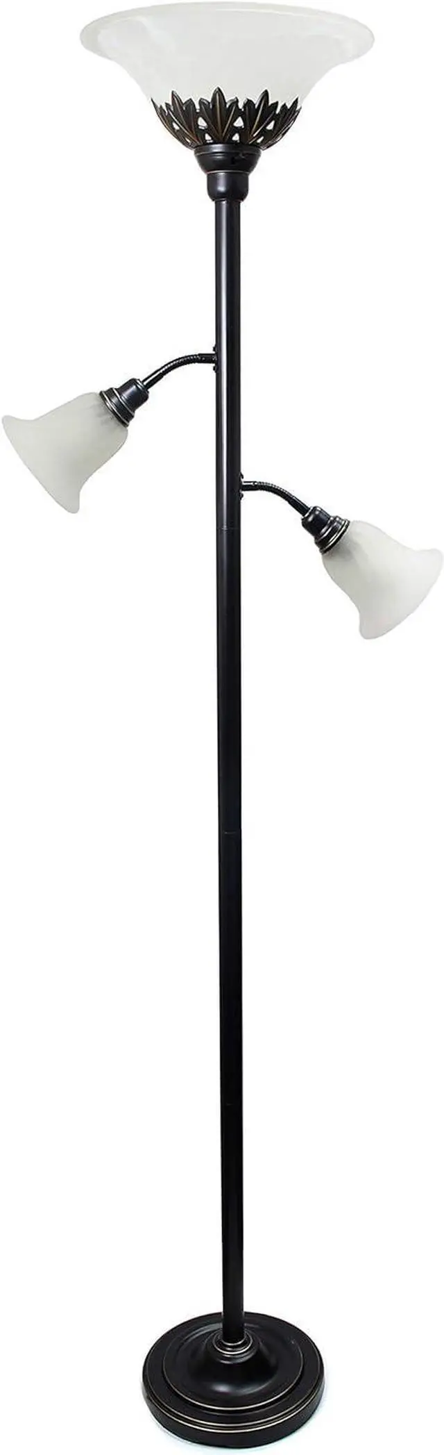 Main image of Elegant Designs LF2002-RBW 3 Light Scalloped Glass Floor Lamp, Restoration Bronze/White