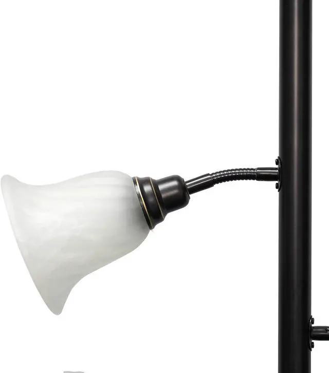 Alt view image 5 of 7 - Elegant Designs LF2002-RBW 3 Light Scalloped Glass Floor Lamp, Restoration Bronze/White
