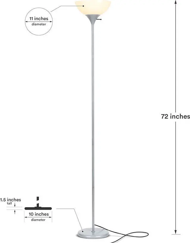 Alt view image 2 of 7 - Brightech Sky Dome Dimmable LED Floor Lamp, Torchiere Floor Lamp for Living Rooms & Offices  Tall Standing Lamp for Reading & Hobbies  Platinum Silver