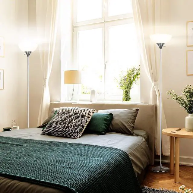 Alt view image 5 of 7 - Brightech Sky Dome Dimmable LED Floor Lamp, Torchiere Floor Lamp for Living Rooms & Offices  Tall Standing Lamp for Reading & Hobbies  Platinum Silver