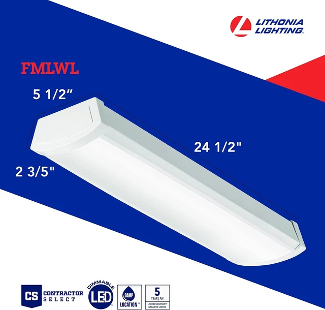 Alt view image 5 of 7 - Lithonia Lighting 2' Low-Profile LED Wraparound Light Fixture, 4000K, 120V
