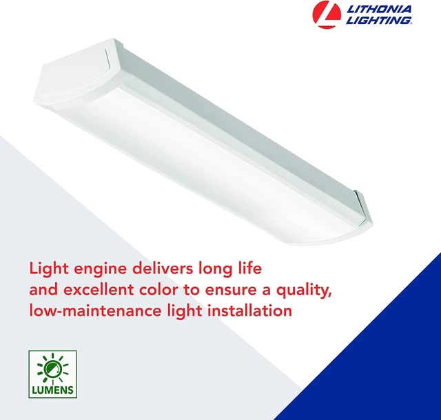 Alt view image 3 of 7 - Lithonia Lighting 2' Low-Profile LED Wraparound Light Fixture, 4000K, 120V