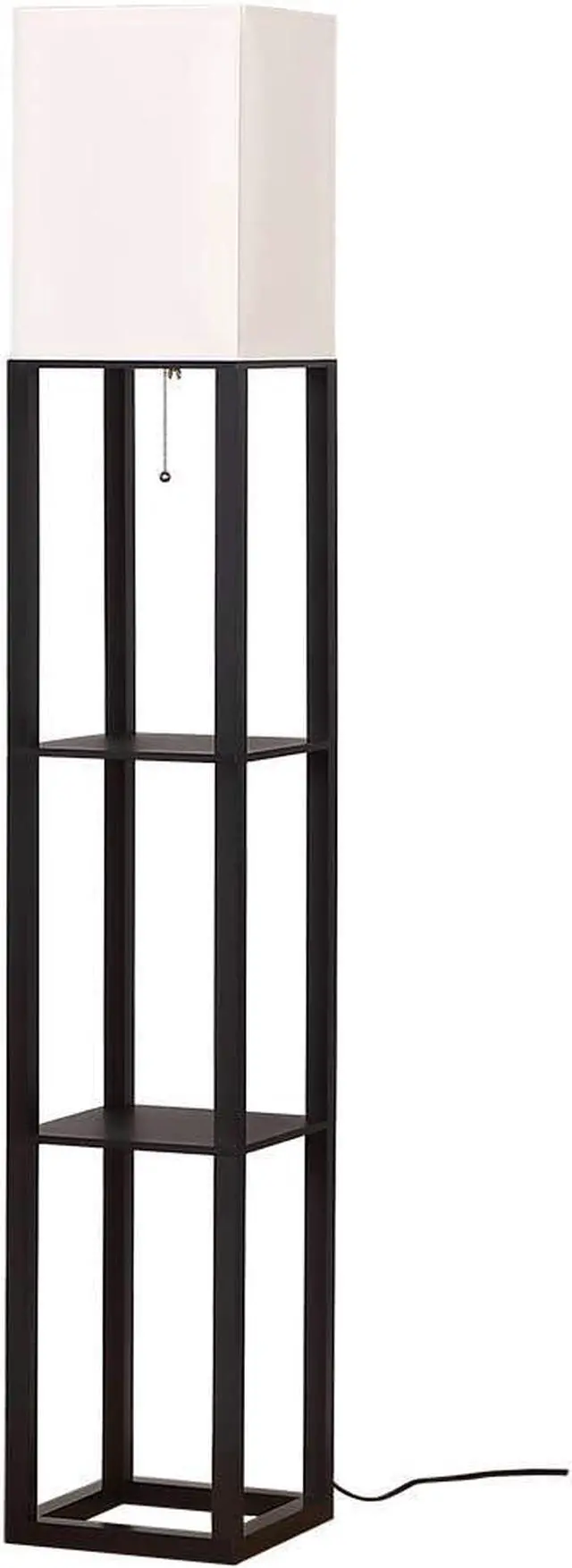 Alt view image 5 of 5 - HomeFocus - Floor Lamp with Shelves,Shelf Floor Lamp with LED Bulb,Bookshelf Corner Display Lamp for Living Room,Bedroom and Office,White Linen Shade,Rustic Wood,Black
