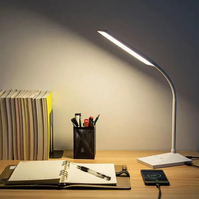 Alt view image 6 of 7 - RAOYI LED Desk Lamp, 12W Dimmable Table Lamp Eye-Caring Reading Light with USB Charging Port Touch Control 5 Color Modes 6-Level Brightness Adjustable for Office Home Bedroom (White)