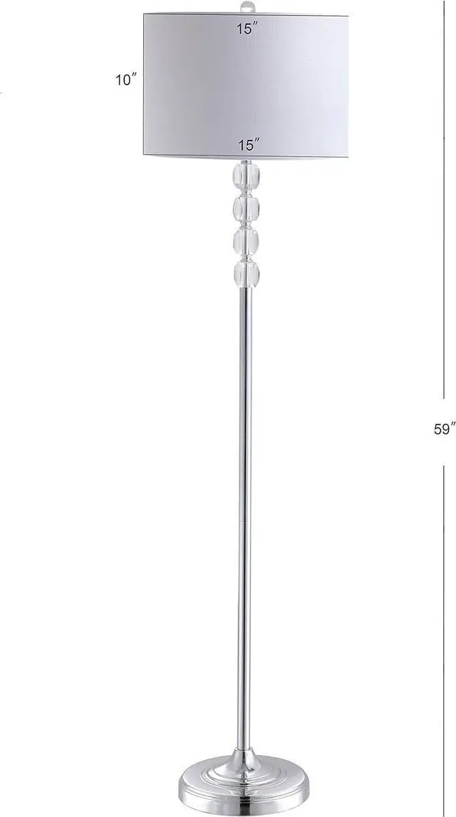Alt view image 3 of 7 - JONATHAN Y JYL2028A Aubrey 59.5" Crystal/Metal LED Floor Lamp Contemporary,Glam,Transitional for Bedrooms, Living Room, Office, Reading, Clear/Chrome