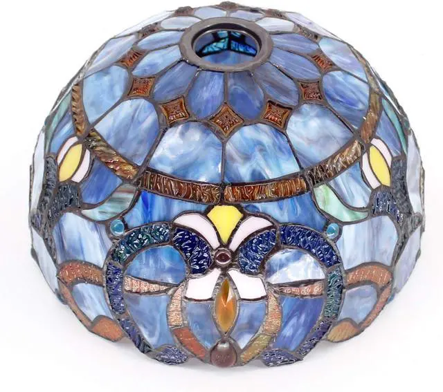 Alt view image 6 of 7 - WERFACTORY Tiffany Floor Lamp Blue Purple Cloud Stained Glass Light 12X12X71 Inches Pole Torchiere Standing Corner Torch Uplight Decor Bedroom Living Room Home Office S558 Series (Blue Purple)