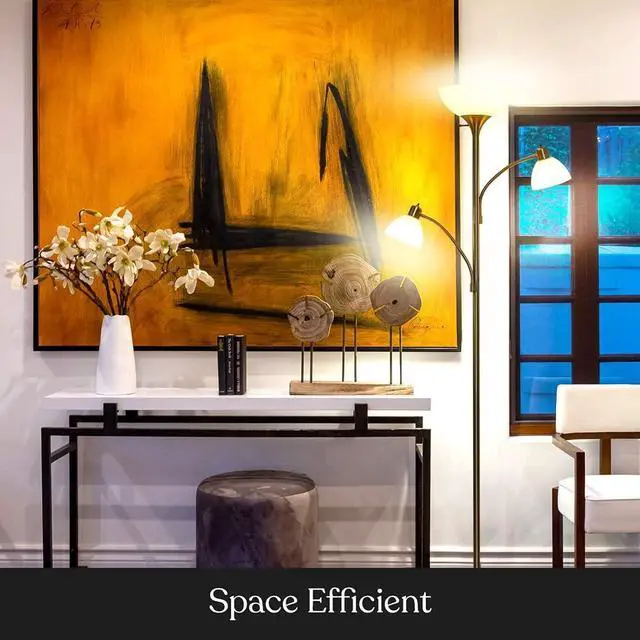 Alt view image 6 of 7 - Brightech Sky Dome Double LED Floor lamp, Torchiere Super Bright Floor Lamp with 2 Reading Lamps for Living Rooms & Offices - Dimmable Tall Standing Lamp for Bedroom Reading - Tall Brass Pole