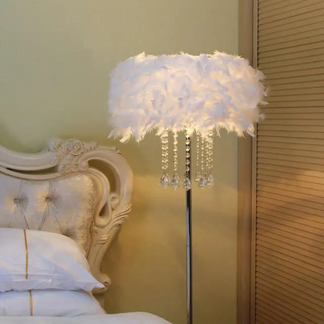 Alt view image 4 of 6 - Hsyile Lighting KU300180 Modern and Simple Crystal Floor Lamp Home Lighting for Living Room Bedroom, Lampshade White,3 Lights