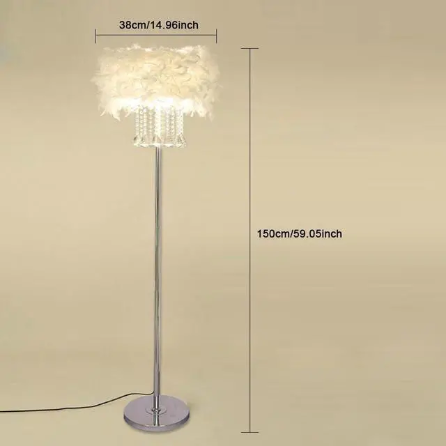 Alt view image 5 of 6 - Hsyile Lighting KU300180 Modern and Simple Crystal Floor Lamp Home Lighting for Living Room Bedroom, Lampshade White,3 Lights