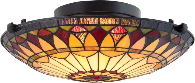 Main image of Kira Home Mateo 16" Tiffany Style Flush Mount Ceiling Light for Hallway