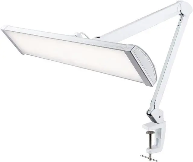 Main image of Ultra 3,500 Lumen LED Desk Lamp, 45W, 26-Inch Wide Metal Shade, 270 SMD LEDs (Non-CCT with Clamp, White)