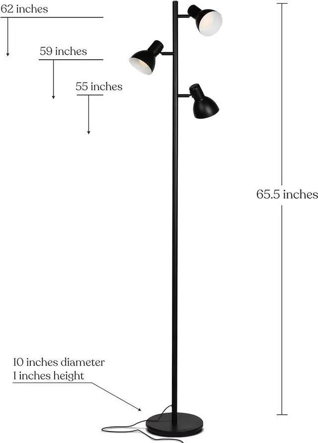 Alt view image 2 of 7 - Brightech Ethan Floor Lamp, Dimmable Standing Lamp for Bedroom Reading, Great Living Room Décor, Modern LED Lamp for Living Rooms, Tall Tree Lamp for Offices - Black