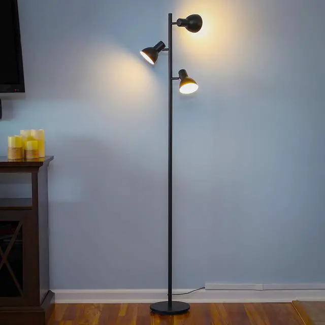 Alt view image 4 of 7 - Brightech Ethan Floor Lamp, Dimmable Standing Lamp for Bedroom Reading, Great Living Room Décor, Modern LED Lamp for Living Rooms, Tall Tree Lamp for Offices - Black