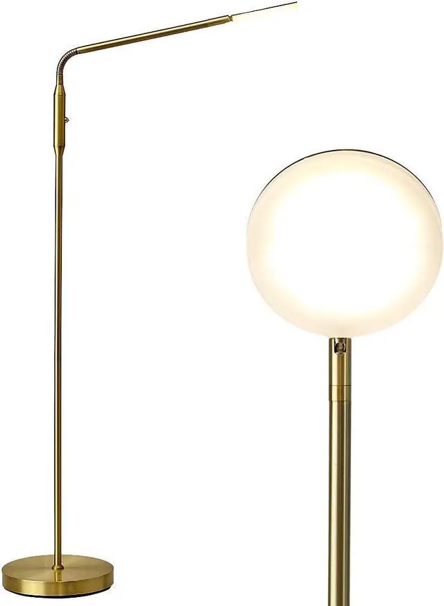 Main image of OBright Moon - Dimmable LED Floor Lamp, Adjustable Color Temperature for Bedside Reading, Work Light, Art/Crafting Light, Sewing, 360° Flexible Gooseneck, Rotatable Lighting, Antique Brass