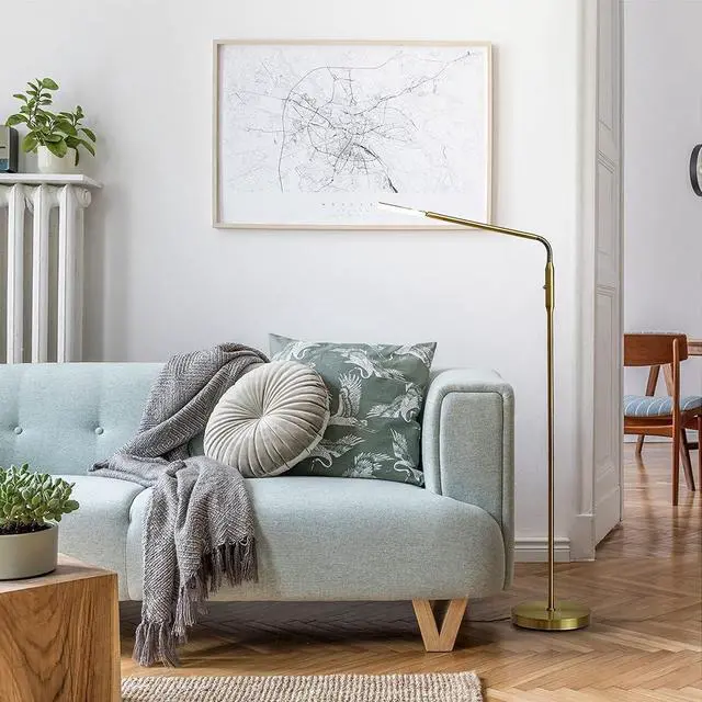 Alt view image 5 of 7 - OBright Moon - Dimmable LED Floor Lamp, Adjustable Color Temperature for Bedside Reading, Work Light, Art/Crafting Light, Sewing, 360° Flexible Gooseneck, Rotatable Lighting, Antique Brass