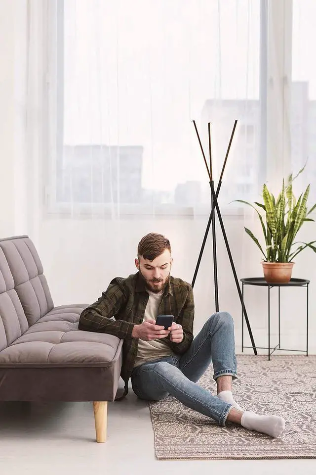 Alt view image 6 of 7 - Brightech Stix Floor Lamp, Tall Tree Lamp for Offices, LED Tripod Lamp for Living Rooms, Great Living Room Décor, Dimmable Standing Lamp with 3 Lights for Bedroom Reading - Black