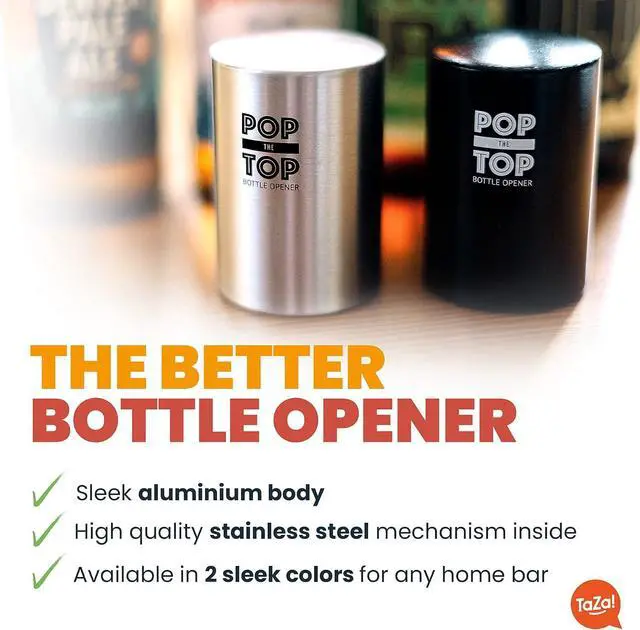Alt view image 4 of 7 - Pop-the-Top Beer Bottle Opener (Stainless): Automatic Bottle Cap Opener, Push Down Pop Off Bar Tool, Soda and Beer Cap Remover, Cool & Fun Gadget