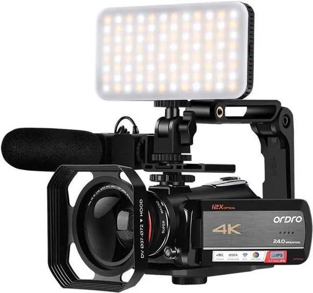 Main image of 4K Video Camera Camcorder AC5 UHD Camcorder with 12x Optical Zoom 3.1" IPS HD 1080P 60FPS Digital WiFi Vlog Camera Camcorder with Microphone, Video Light, Wide Angle Lens and 64G SD Card