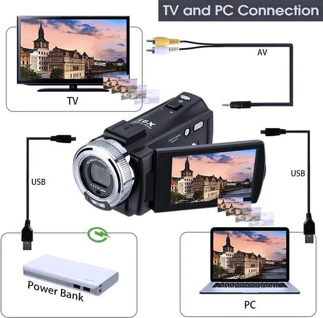Alt view image 6 of 7 - HDV-V12 HD 1080P Video Camera Recorder Infrared Night Vision Camera Camcorders with 16G SD Card and 2 Batteries