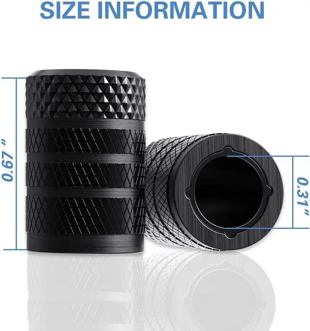 Alt view image 4 of 6 - CKAuto Tire Valve Stem Caps, Aluminum Black, 4 pcs/Pack | Corrosion Resistant, Universal Stem Covers for Cars Trucks Motorcycles SUVs and Bikes