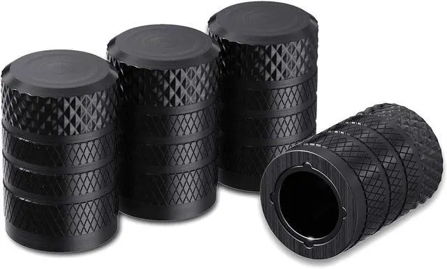 Main image of CKAuto Tire Valve Stem Caps, Aluminum Black, 4 pcs/Pack | Corrosion Resistant, Universal Stem Covers for Cars Trucks Motorcycles SUVs and Bikes
