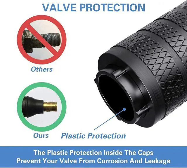 Alt view image 3 of 6 - CKAuto Tire Valve Stem Caps, Aluminum Black, 4 pcs/Pack | Corrosion Resistant, Universal Stem Covers for Cars Trucks Motorcycles SUVs and Bikes