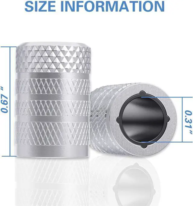 Alt view image 4 of 6 - CKAuto Tire Valve Stem Caps, Aluminum Silver, 4 pcs/Pack | Corrosion Resistant, Universal Stem Covers for Cars Trucks Motorcycles SUVs and Bikes