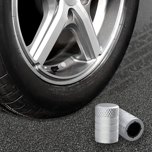 Alt view image 6 of 6 - CKAuto Tire Valve Stem Caps, Aluminum Silver, 4 pcs/Pack | Corrosion Resistant, Universal Stem Covers for Cars Trucks Motorcycles SUVs and Bikes