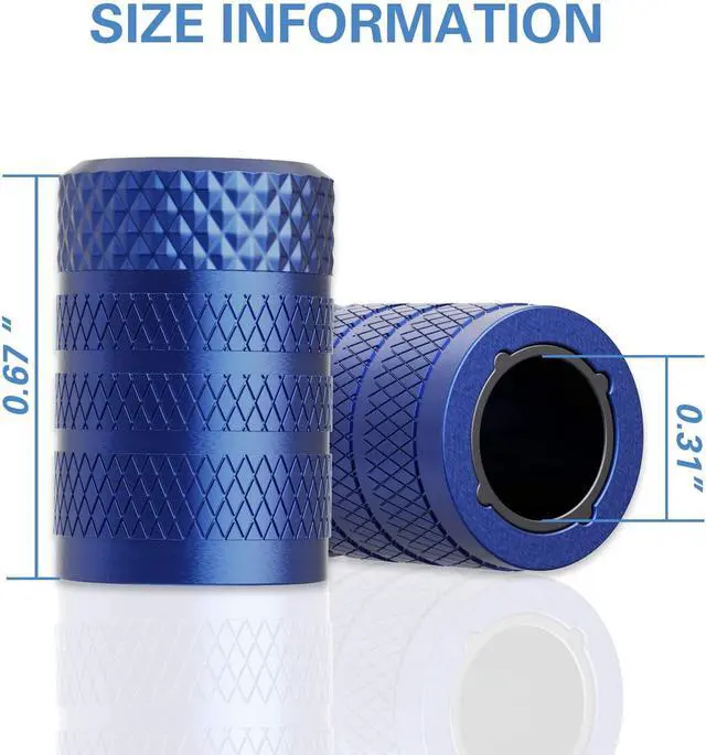 Alt view image 4 of 6 - CKAuto Tire Valve Stem Caps, Aluminum Blue, 4 pcs/Pack | Corrosion Resistant, Universal Stem Covers for Cars Trucks Motorcycles SUVs and Bikes