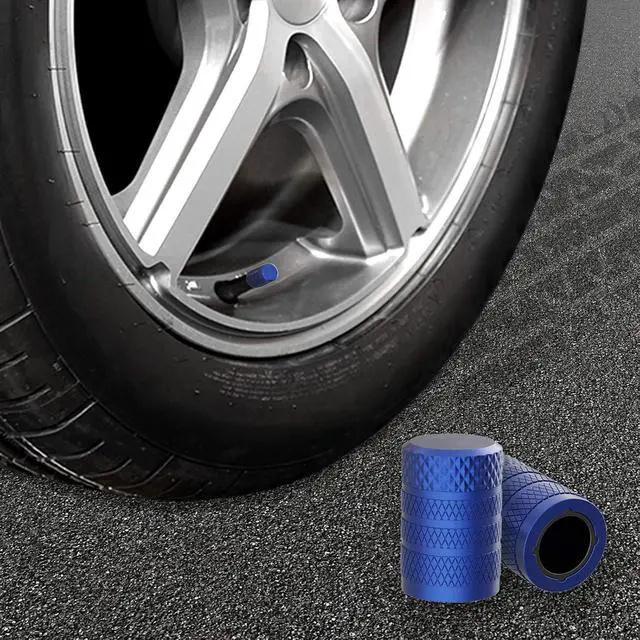 Alt view image 6 of 6 - CKAuto Tire Valve Stem Caps, Aluminum Blue, 4 pcs/Pack | Corrosion Resistant, Universal Stem Covers for Cars Trucks Motorcycles SUVs and Bikes