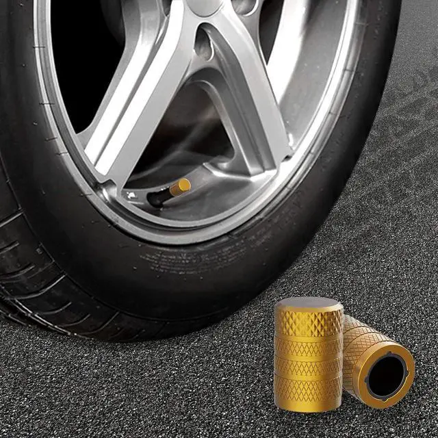 Alt view image 6 of 6 - CKAuto Tire Valve Stem Caps, Aluminum Golden Yellow, 4 Pcs/Pack | Corrosion Resistant, Universal Stem Covers for Cars Trucks Motorcycles SUVs and Bikes