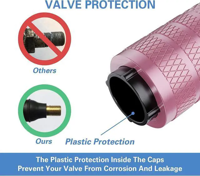 Alt view image 3 of 6 - CKAuto Tire Valve Stem Caps, Aluminum Pink, 4 pcs/Pack | Corrosion Resistant, Universal Stem Covers for Cars Trucks Motorcycles SUVs and Bikes