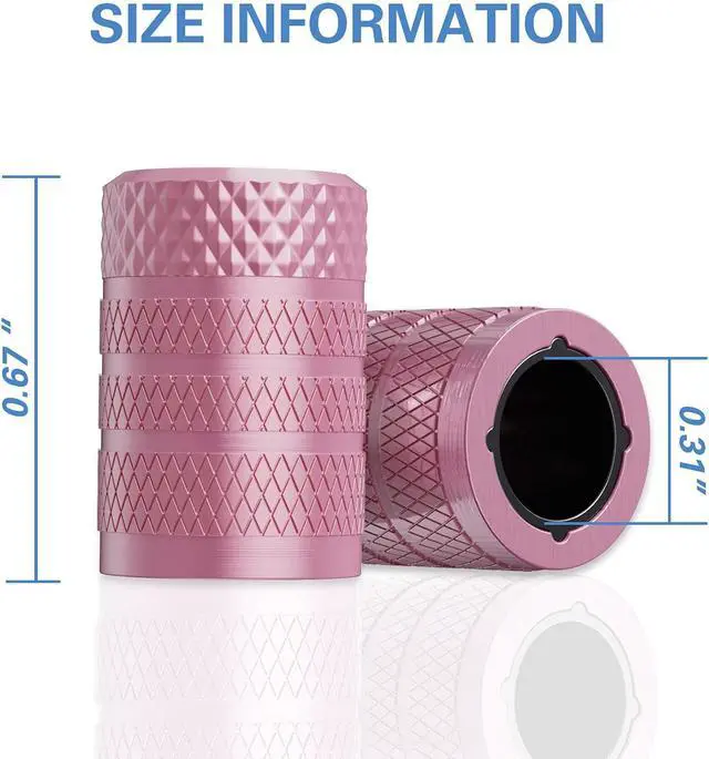 Alt view image 4 of 6 - CKAuto Tire Valve Stem Caps, Aluminum Pink, 4 pcs/Pack | Corrosion Resistant, Universal Stem Covers for Cars Trucks Motorcycles SUVs and Bikes