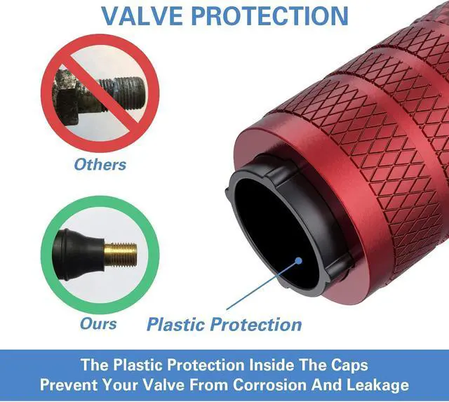 Alt view image 3 of 6 - CKAuto Tire Valve Stem Caps, Aluminum Red, 4 Pcs/Pack | Corrosion Resistant, Universal Stem Covers for Cars Trucks Motorcycles SUVs and Bikes