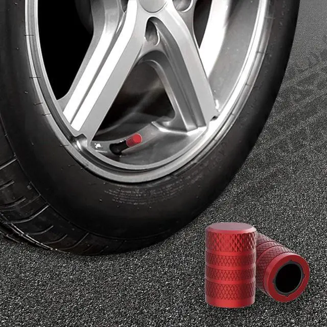 Alt view image 6 of 6 - CKAuto Tire Valve Stem Caps, Aluminum Red, 4 Pcs/Pack | Corrosion Resistant, Universal Stem Covers for Cars Trucks Motorcycles SUVs and Bikes