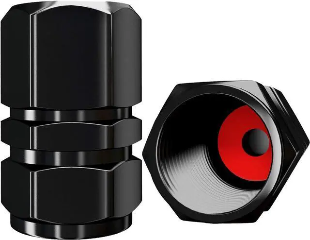 Alt view image 5 of 6 - Tire Valve Caps (12 Pack) Heavy-Duty Stem Covers | Dust Proof, with O Rubber Seal | Hexagon Design | Outdoor, All-Weather, Leak-Proof Air Protection | Light-Weight Universal Aluminum Alloy (Black)