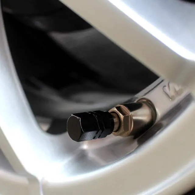 Alt view image 3 of 6 - Tire Valve Caps (12 Pack) Heavy-Duty Stem Covers | Dust Proof, with O Rubber Seal | Hexagon Design | Outdoor, All-Weather, Leak-Proof Air Protection | Light-Weight Universal Aluminum Alloy (Black)