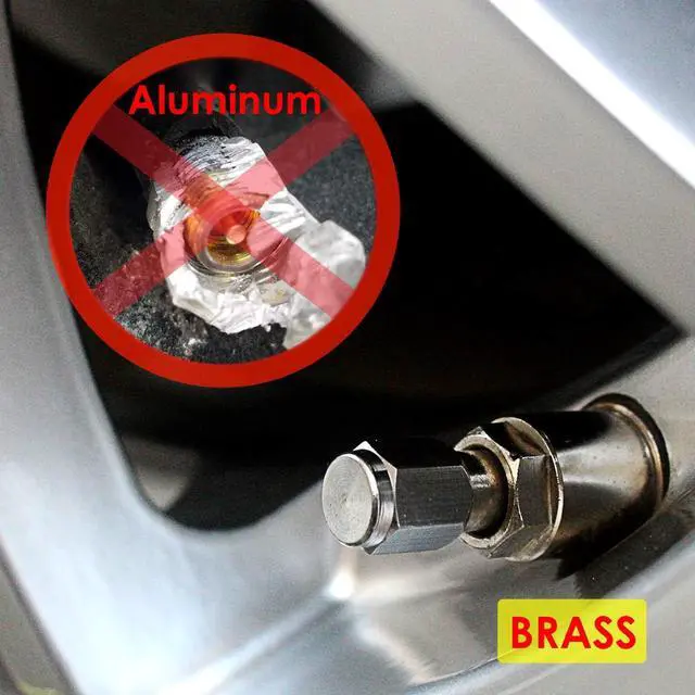 Alt view image 4 of 6 - Brass (8 Pack) Tire Valve Caps Silver, Premium Metal Rubber Seal Tire Valve Stem Caps, Dust Proof Covers Universal fit for Cars, SUVs, Bike and Bicycle, Trucks, Motorcycles