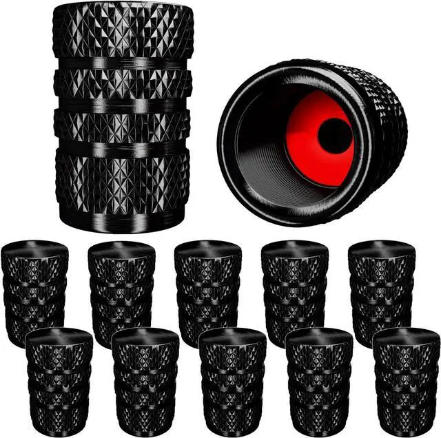 Main image of SAMIKIVA (12 Pack) Aluminum Tire Valve Stem Caps, Metal with Rubber Ring, Dust Proof Cover Universal fit for Cars, SUVs, Bike and Bicycle, Trucks, Motorcycles Metal (Black (12 Pack))