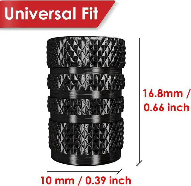Alt view image 4 of 6 - SAMIKIVA (12 Pack) Aluminum Tire Valve Stem Caps, Metal with Rubber Ring, Dust Proof Cover Universal fit for Cars, SUVs, Bike and Bicycle, Trucks, Motorcycles Metal (Black (12 Pack))
