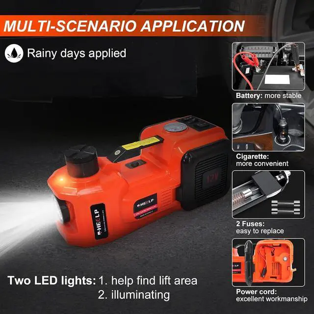 Alt view image 5 of 7 - Electric Car Jack Kit 5Ton 12V Hydraulic Car Jack Lift (Lifting Range: 6.1~17.7 inch) with Electric Impact Wrench for SUV MPV Sedan Truck Change Tires Garage Repair