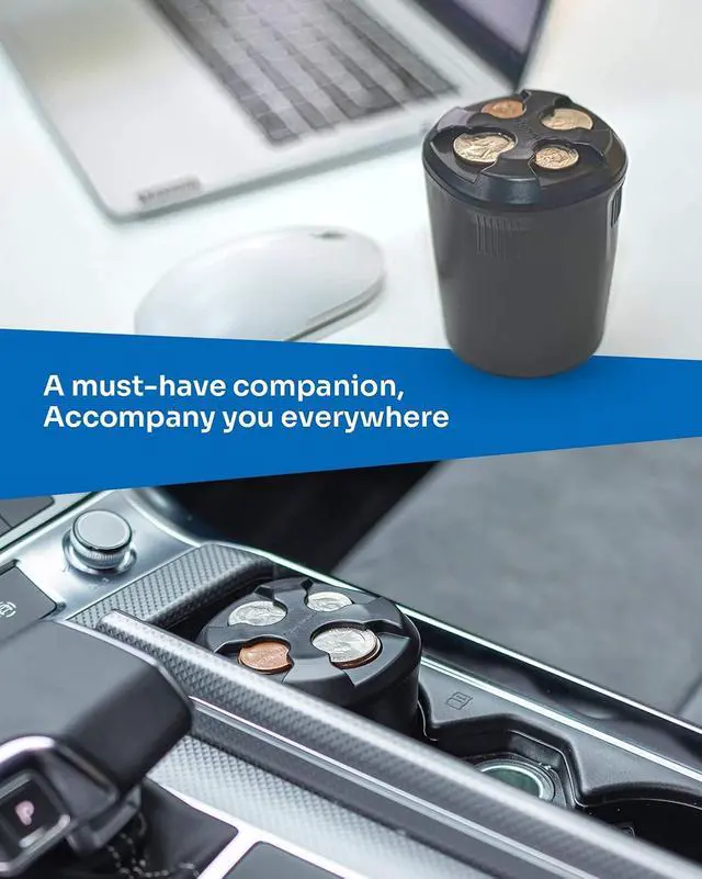 Alt view image 5 of 6 - Universal High Capacity Car Coin Holder for Cup, Change Holder Compatible with Most Trucks Accessories, Sort Penny, Quarter, Dime, Nickels (Black)