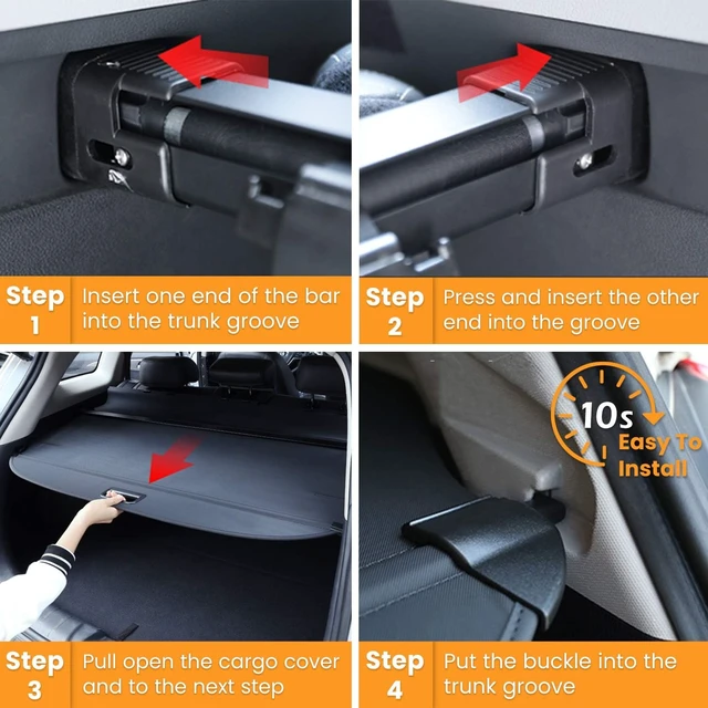 Alt view image 6 of 7 - Trunk Cargo Cover for Nissan Rogue S SV SL Platinum 2014-2020 Retractable Rear Trunk Cargo Luggage Security Shade Cover Shield Interior Accessories Waterproof Custom Fit All Weather (Black)